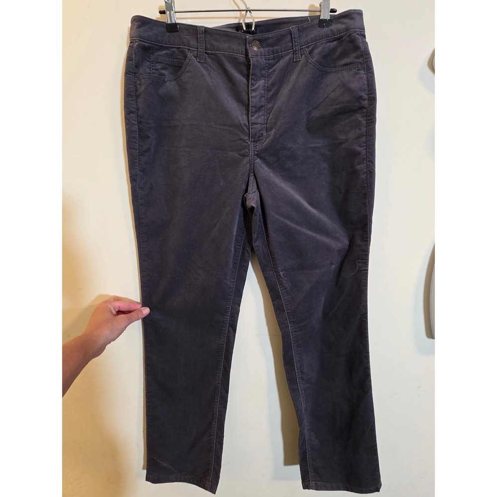 Talbots Velveteen Straight Leg Pants Charcoal Gray Petite 14P Slimming New